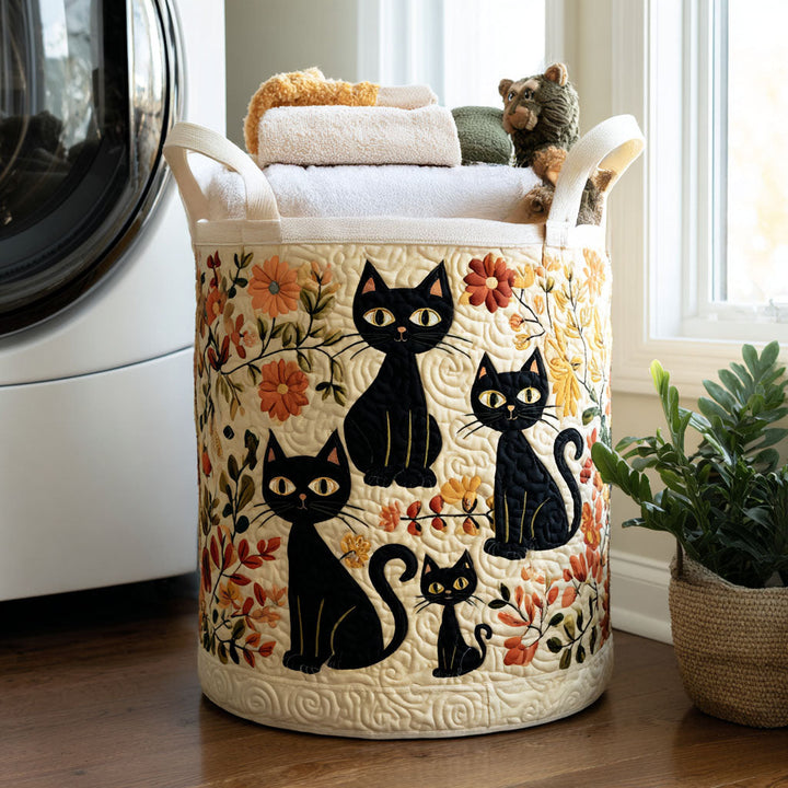 猫デザインの手作り衣類バスケット